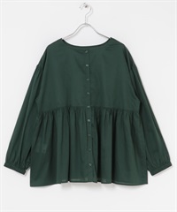 2WAY棉質斜紋碎褶罩衫(綠色-M-GREEN)