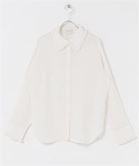 荷葉領罩衫(米色-M-OFF WHITE)