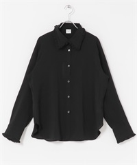 荷葉領罩衫(黑色-M-BLACK)