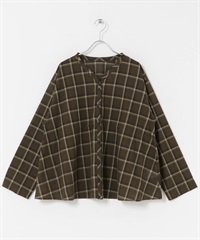 格紋傘狀罩衫(棕色-M-其他棕色)