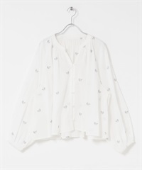 葉片銀蔥刺繡罩衫(白色-M-WHITE)