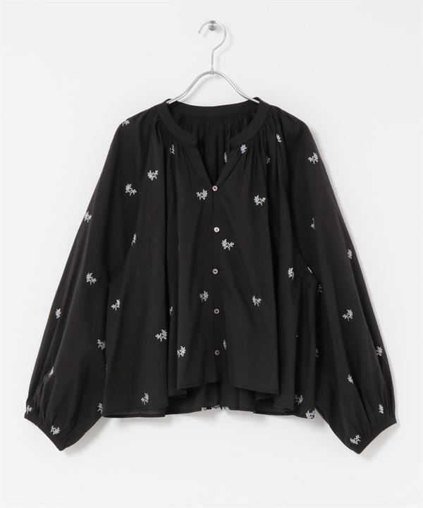 葉片銀蔥刺繡罩衫(炭灰色-M-CHARCOAL GRAY)