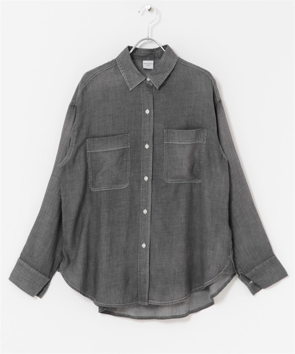 薄透牛仔襯衫(黑色-M-BLACK)