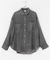 薄透牛仔襯衫(黑色-M-BLACK)