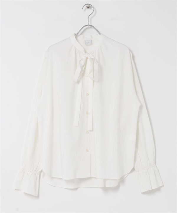 棉嫘縈領結罩衫(米色-M-OFF WHITE)