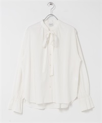 棉嫘縈領結罩衫(米色-M-OFF WHITE)