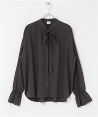 棉嫘縈領結罩衫(炭灰色-M-CHARCOAL GRAY)