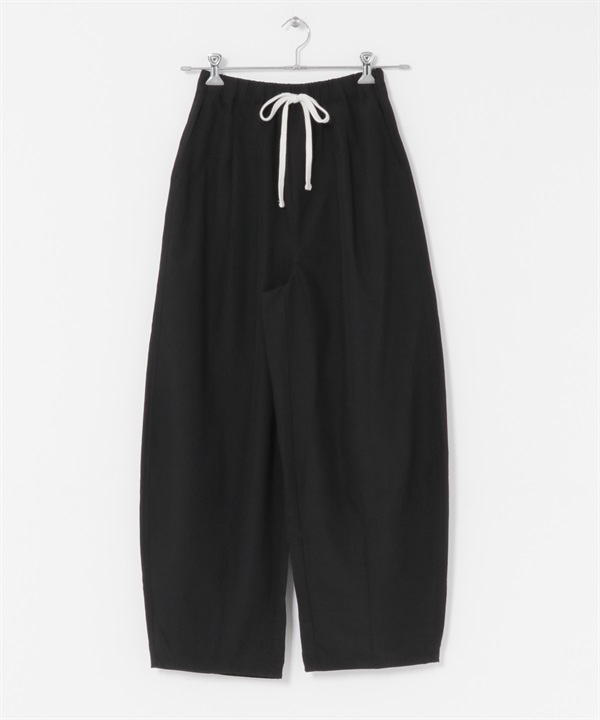 抽繩繭型長褲(黑色-M-BLACK)