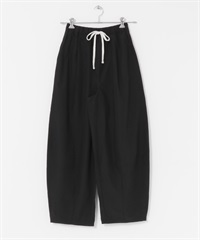 抽繩繭型長褲(黑色-M-BLACK)