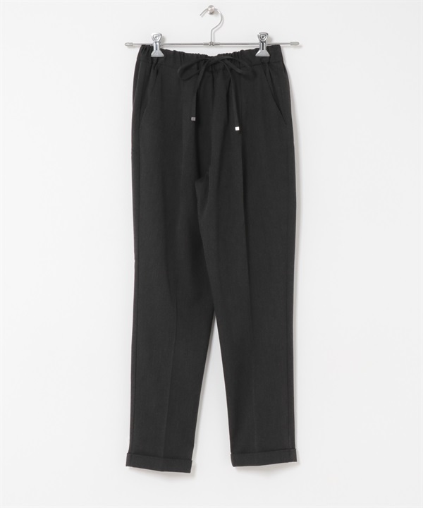 斜紋彈性錐形輕便長褲(炭灰色-S-CHARCOAL GRAY)