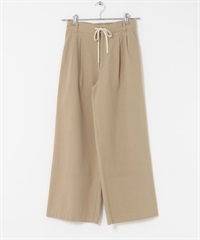 抽繩打褶輕便長褲(膚色-M-BEIGE)