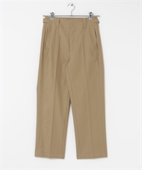 側邊腰帶直筒褲(膚色-S-BEIGE)