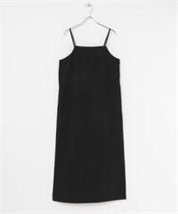 後V型直筒細肩帶洋裝(黑色-M-BLACK)