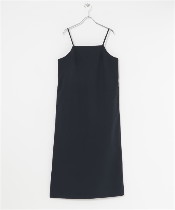 後V型直筒細肩帶洋裝(藏青色-M-NAVY)