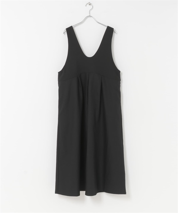 深U領剪接設計背心裙(黑色-M-BLACK)