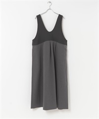 深U領剪接設計背心裙(炭灰色-M-CHARCOAL GRAY)