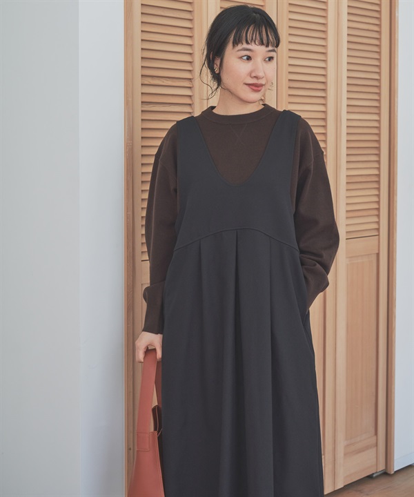 深U領剪接設計背心裙