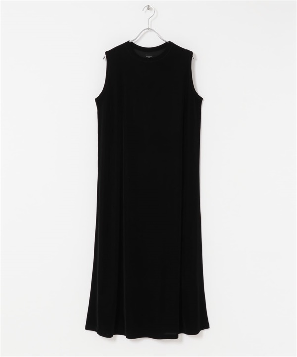 透膚絲絨洋裝(附襯裙)(黑色-M-BLACK)