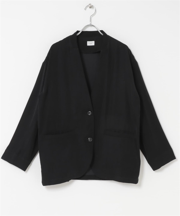 無領西裝外套(黑色-M-BLACK)