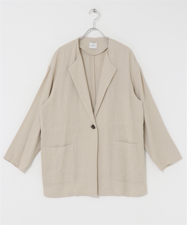 腰部抽繩夾克(膚色-M-BEIGE)