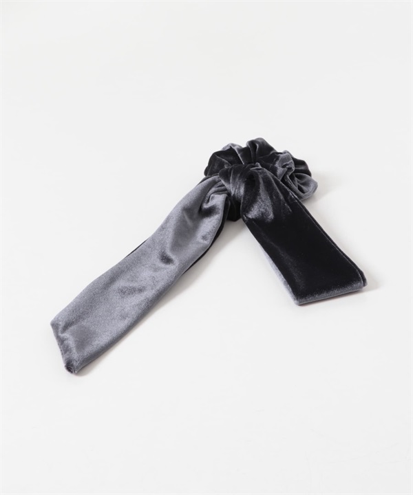 絲絨蝴蝶結綁髮圈(炭灰色-one-CHARCOAL GRAY)