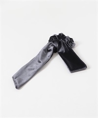 絲絨蝴蝶結綁髮圈(炭灰色-one-CHARCOAL GRAY)