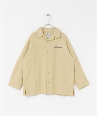 LOGO刺繡開領襯衫(KIDS)(可成套搭配)(膚色-120-BEIGE)