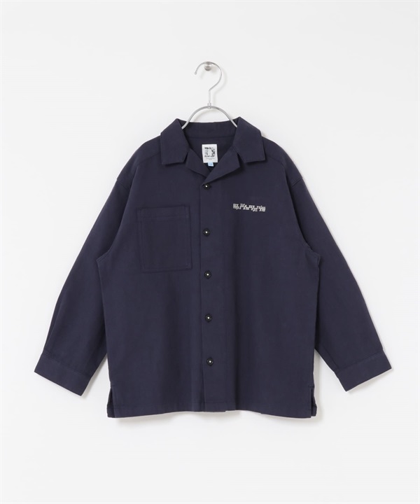 LOGO刺繡開領襯衫(KIDS)(可成套搭配)(藏青色-120-NAVY)