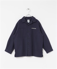 LOGO刺繡開領襯衫(KIDS)(可成套搭配)(藏青色-120-NAVY)