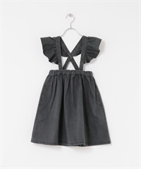 2WAY荷葉邊吊帶裙(KIDS)(炭灰色-120-CHARCOAL GRAY)