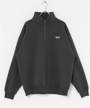 【別注】PENNEYS / THE FOX刺繡半拉鍊休閒上衣(炭灰色-L-CHARCOAL GRAY)