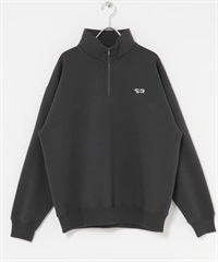 【別注】PENNEYS / THE FOX刺繡半拉鍊休閒上衣(炭灰色-M-CHARCOAL GRAY)