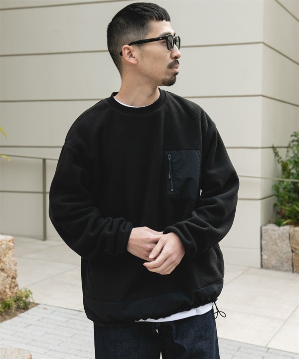 尼龍拼接刷毛套衫