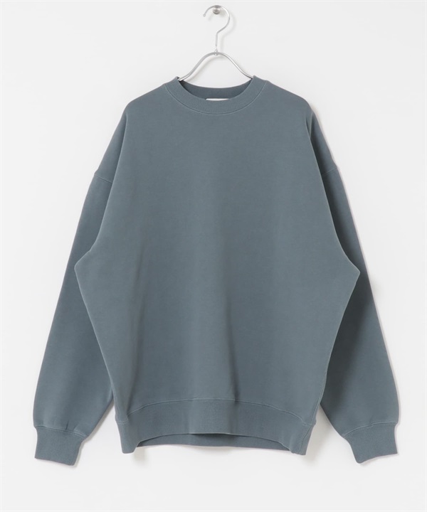 顏料染裏起毛休閒上衣(藍色-M-BLUE)