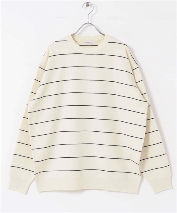 『UR TECH 200日針織』圓領針織衫(米色x黑色-M-其他白色)