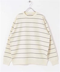 『UR TECH 200日針織』圓領針織衫(米色x黑色-M-其他白色)