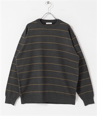 『UR TECH 200日針織』圓領針織衫(炭灰色x黃卡其色-M-其他灰色)