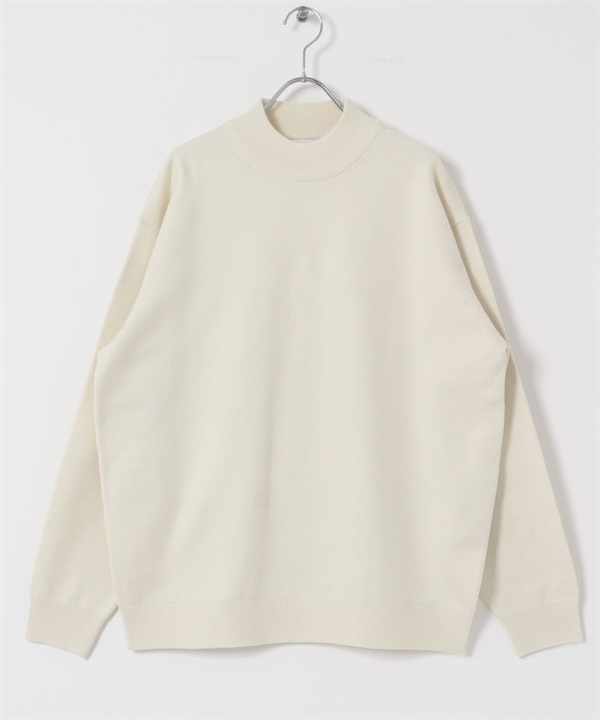 『UR TECH 200日針織』微高領針織衫(米色-M-OFF WHITE)