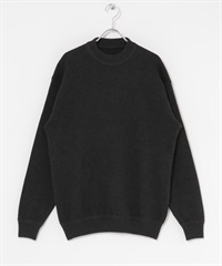 棉混羊毛圓領針織衫(炭灰色-M-CHARCOAL GRAY)