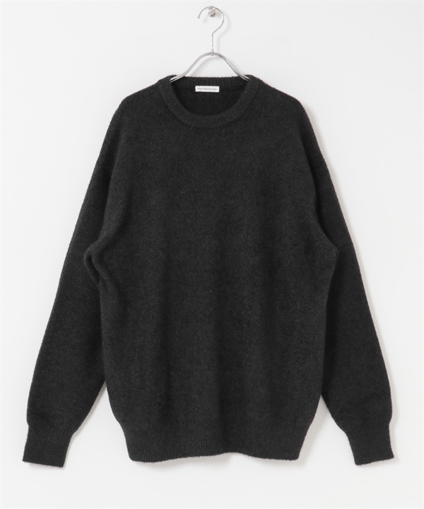 混色紗絨毛圓領針織衫(黑色-M-BLACK)