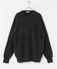 混色紗絨毛圓領針織衫(黑色-M-BLACK)