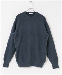 混色紗絨毛圓領針織衫(藍色-M-BLUE)