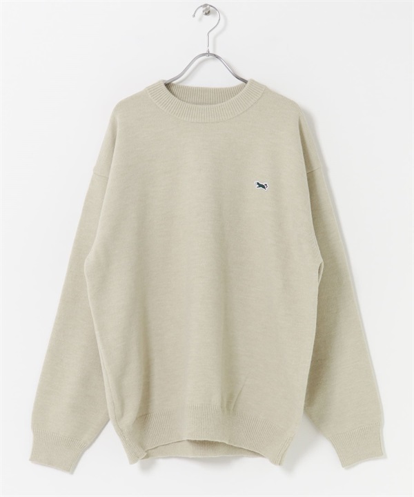 【別注】PENNEYS / THE FOX刺繡圓領舒膚針織衫(白色-M-OFF WHITE)