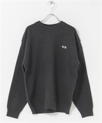 【別注】PENNEYS / THE FOX刺繡圓領舒膚針織衫(炭灰色-M-CHARCOAL GRAY)