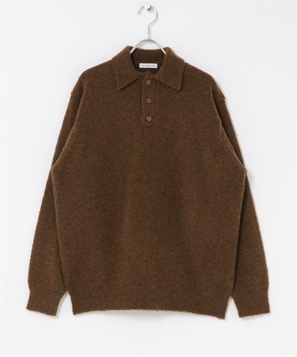 圈圈紗針織POLO衫(棕色-M-BROWN)
