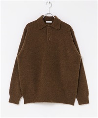 圈圈紗針織POLO衫(棕色-M-BROWN)