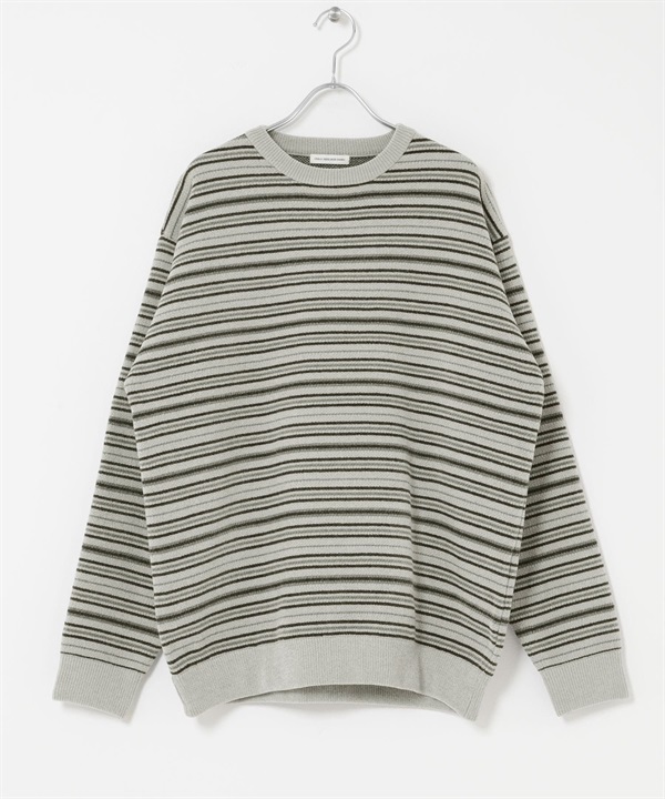 雪尼爾紗多彩橫紋針織衫(卡其條紋-M-KHAKI)