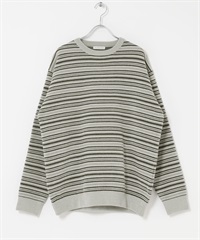 雪尼爾紗多彩橫紋針織衫(卡其條紋-M-KHAKI)