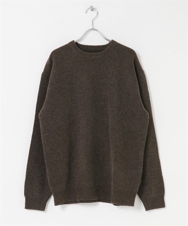 漢密爾頓羊毛圓領針織衫(混色棕色-M-BROWN)