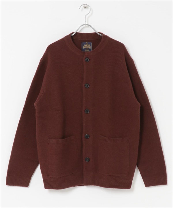 漢密爾頓羊毛平編開襟衫(深紅色-M-BORDEAUX)